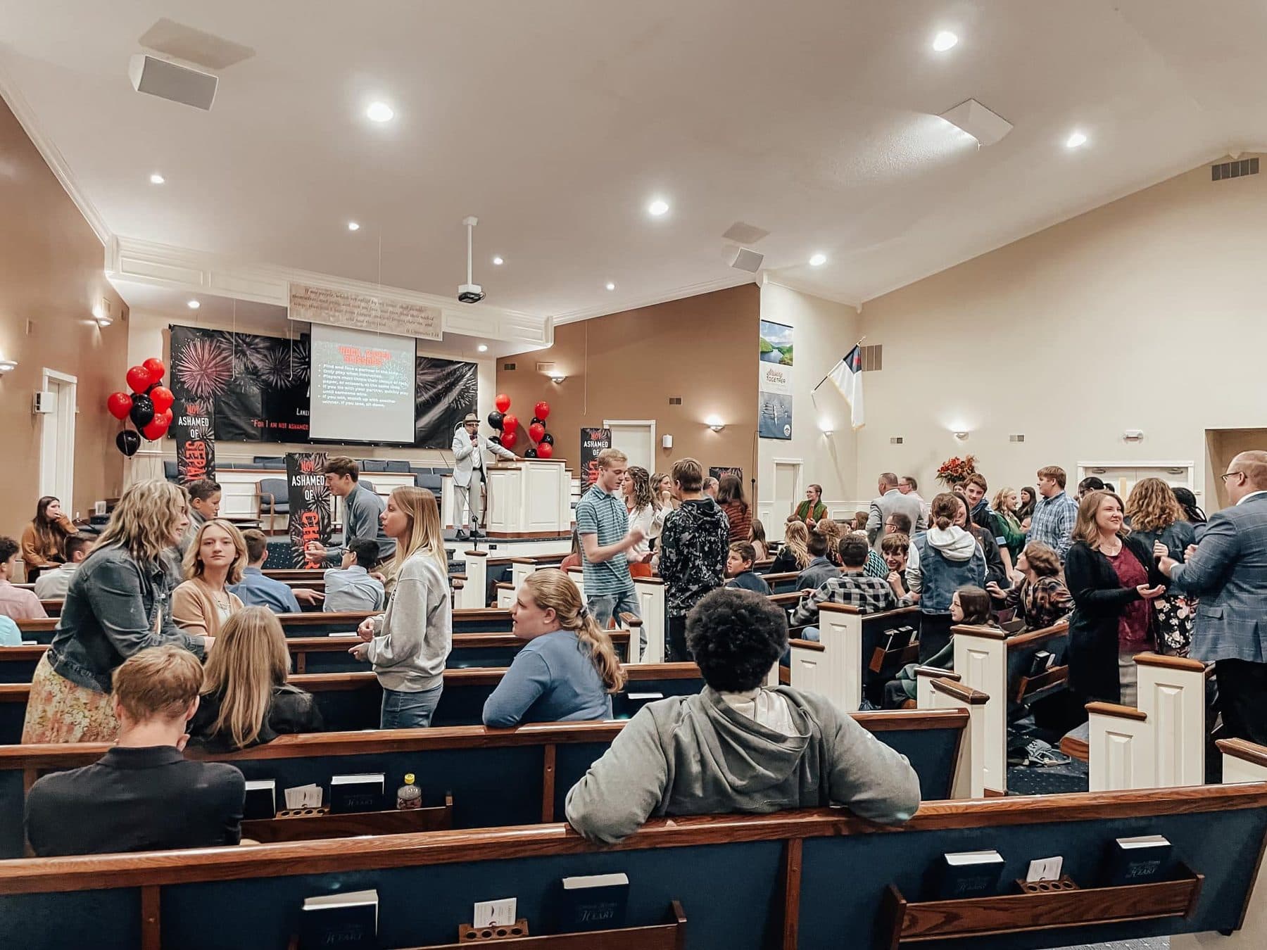 Inside the Lakecrest Baptist sanctuary on a Sunday morning